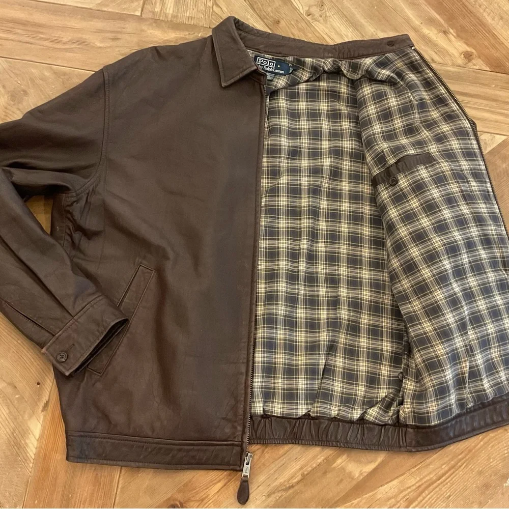 Polo by Ralph Lauren Men’s Brown Leather Jacket - Picture 4 of 9